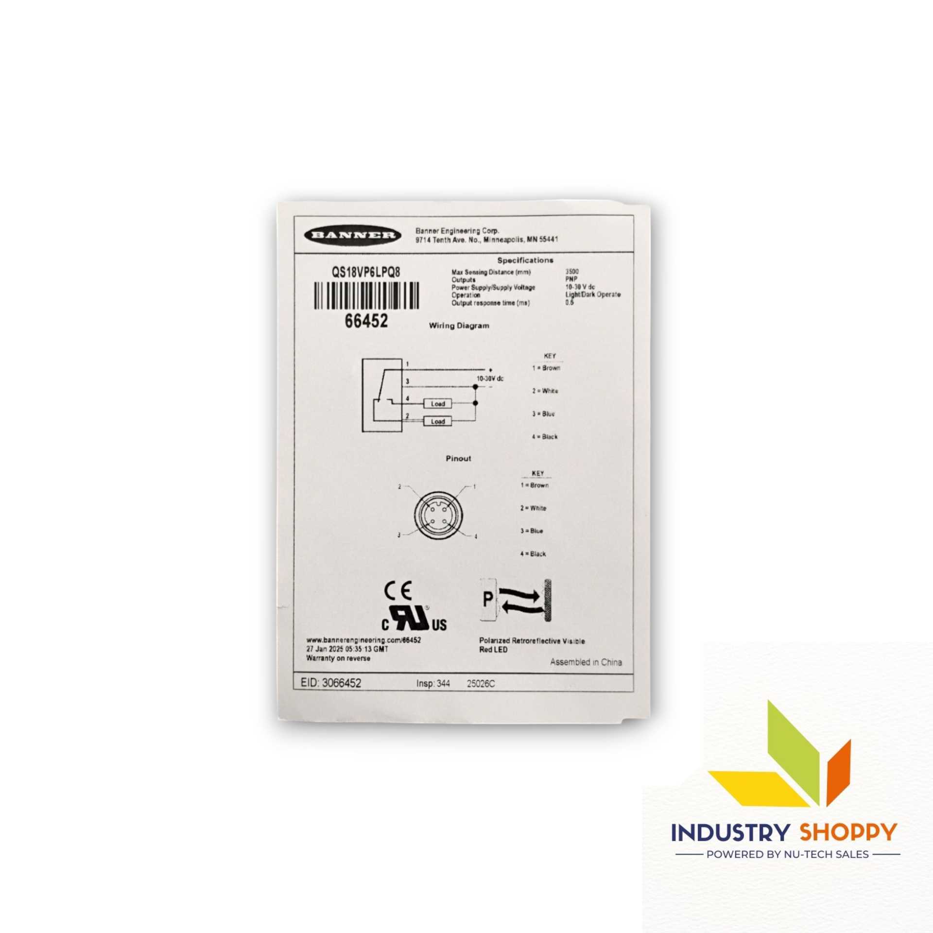 Banner QS18VP6LPQ8 Photoelectric Sensor