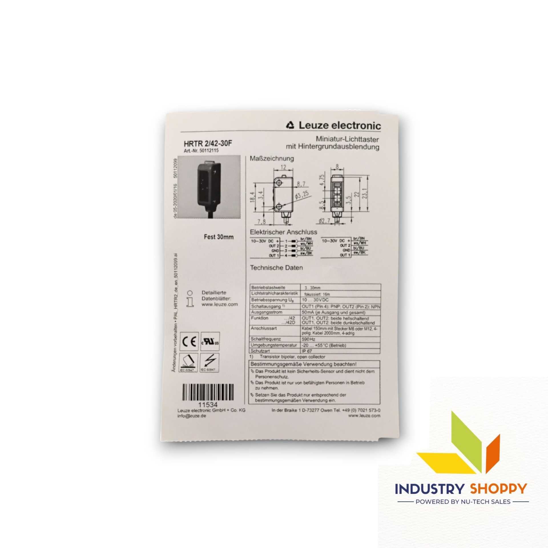 Leuze HRTR 2/42-30F Diffuse Sensor