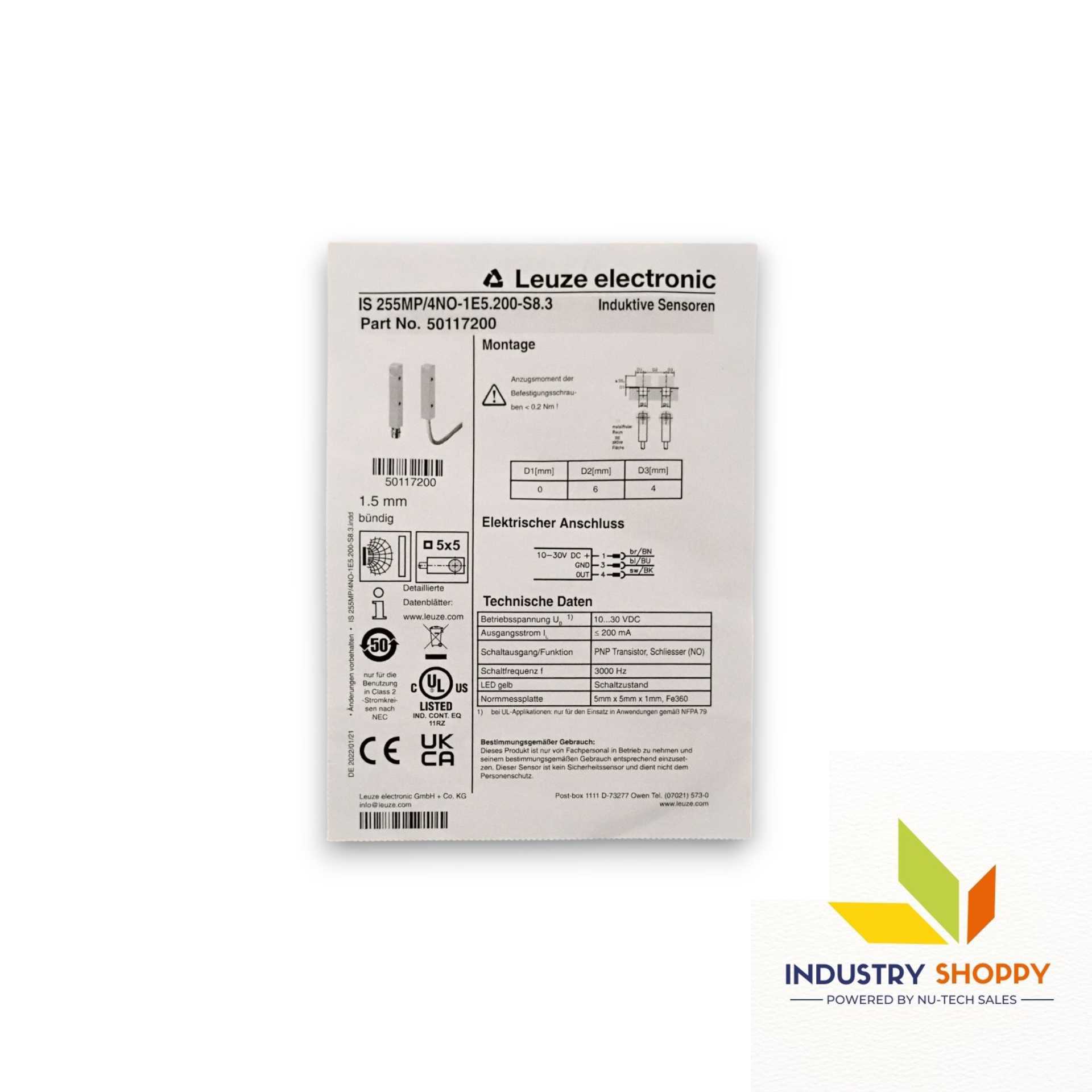 Leuze IS255MP/4NO-1E5,200-S8.3 Inductive Switch