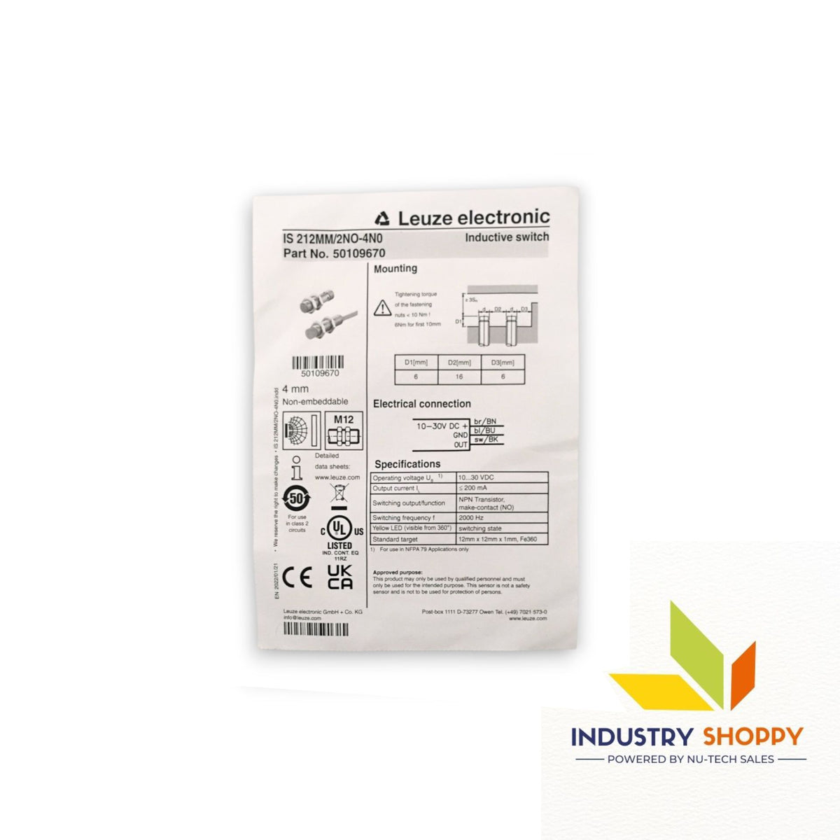 Leuze IS212MM/2NO-4N0 Inductive Switch
