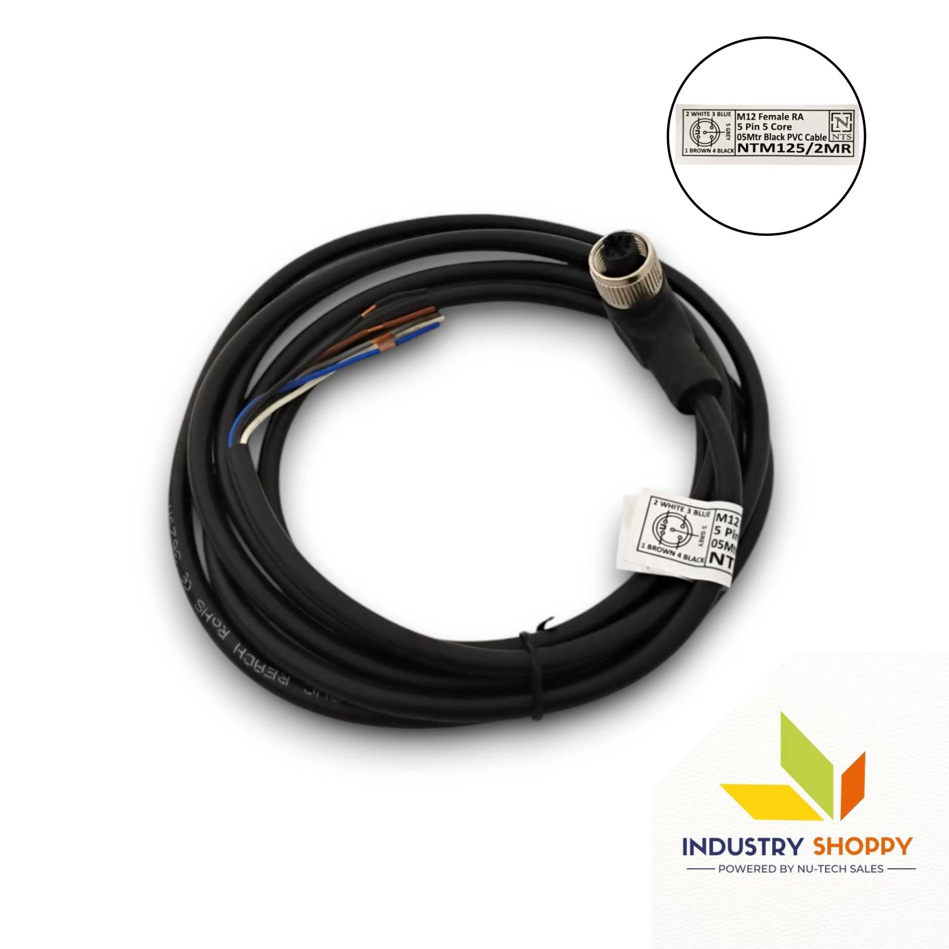 NTS NTM125/2MR -M12/4Pins Female Connector Cables