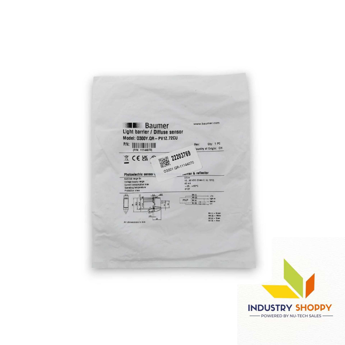 Baumer O300Y.QR-11144070 Diffuse Sensor