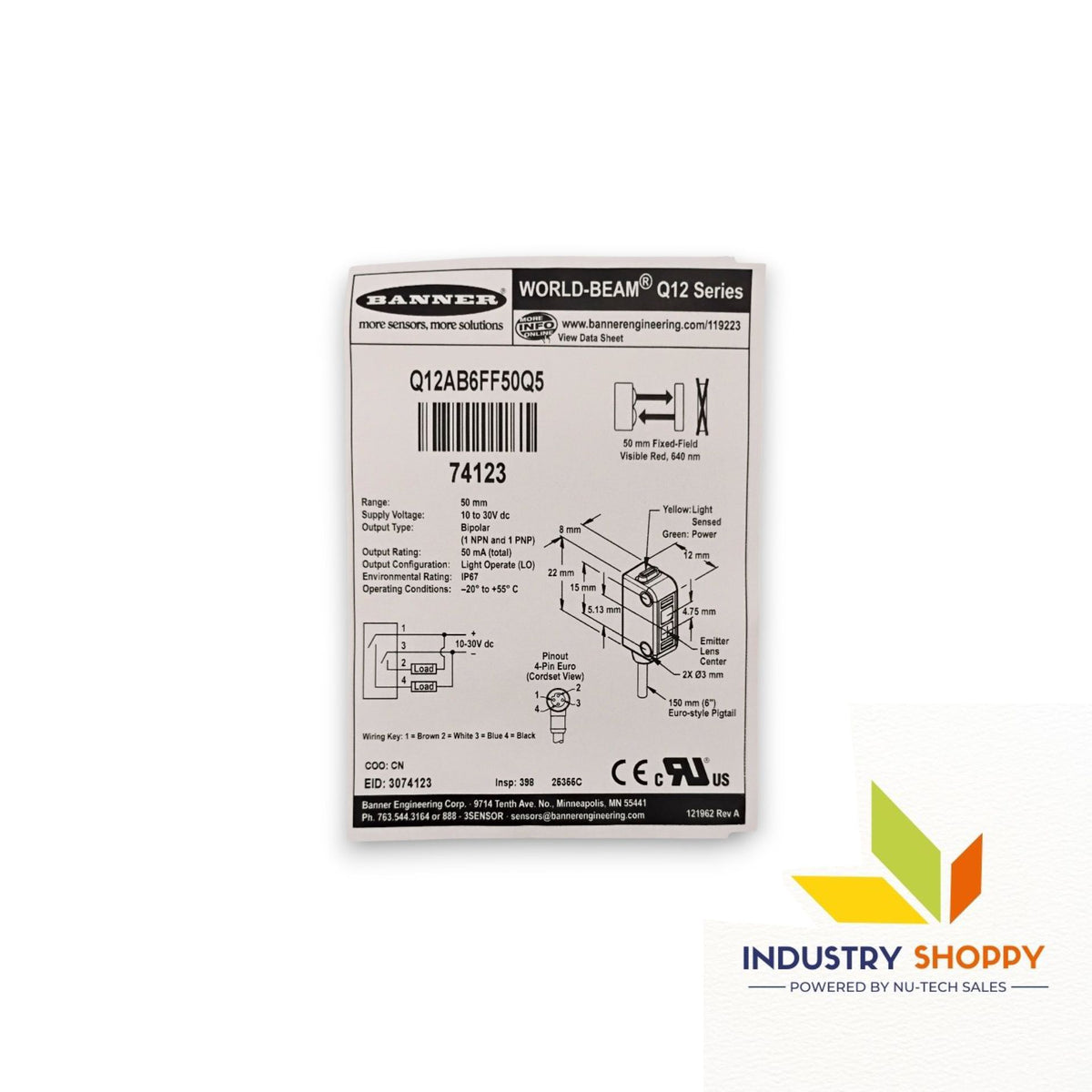 Banner Q12AB6FF50Q5 Photoelectric Sensor