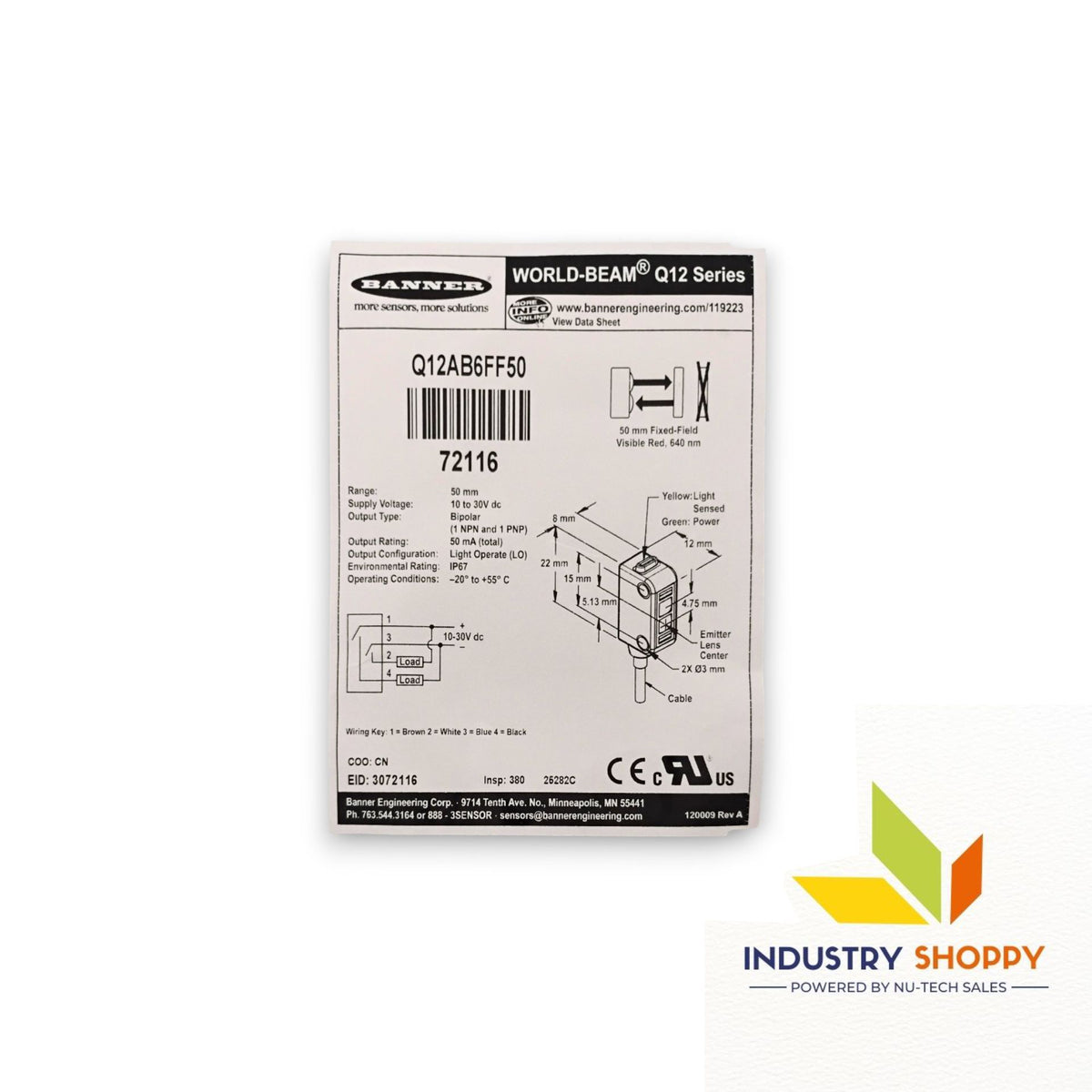 Banner Q12AB6FF50 Photoelectric Sensor