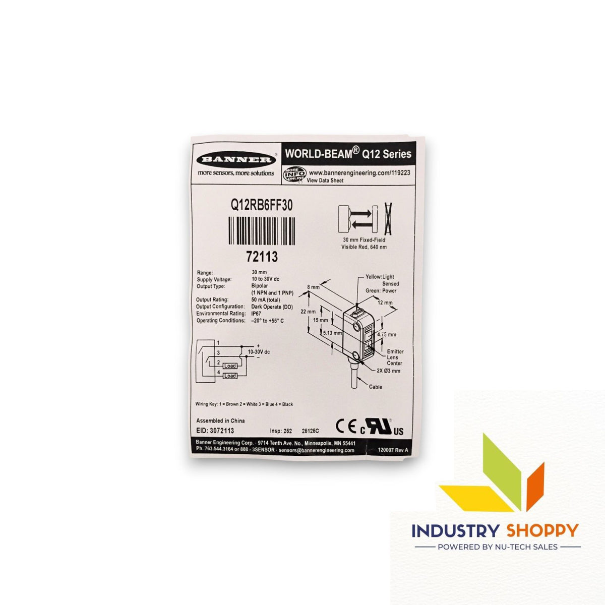 Banner Q12RB6FF30  Photoelectric Sensor