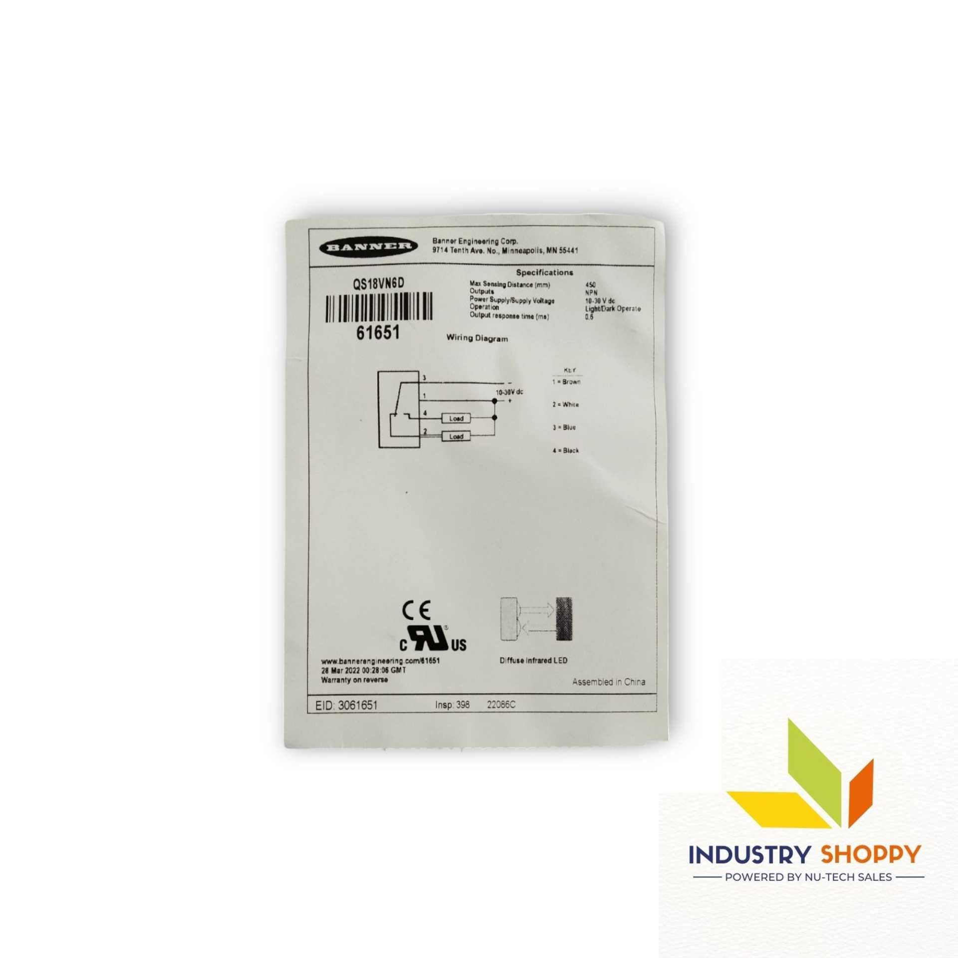 Banner QS18VN6D Photoelectric Sensor