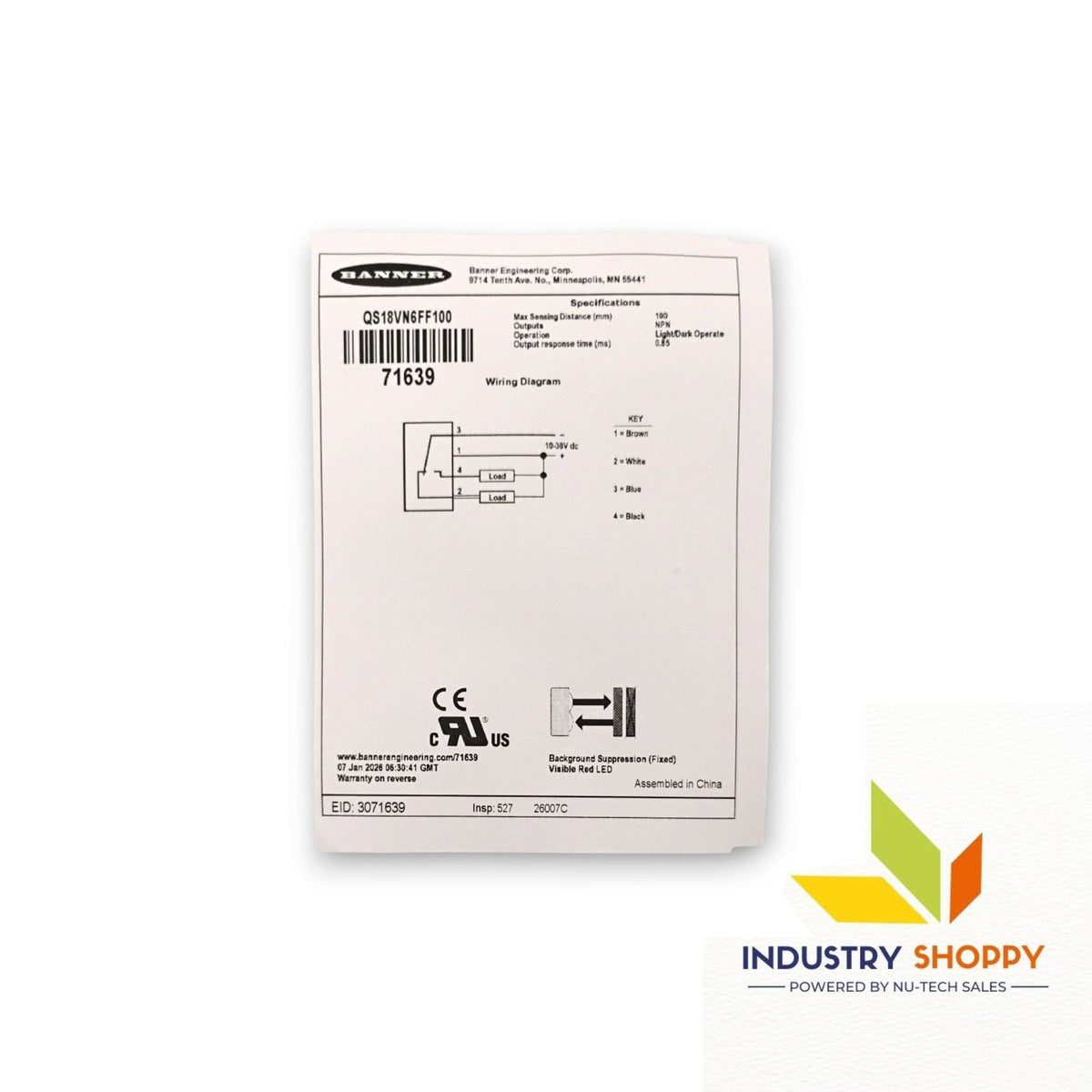 Banner QS18VN6FF100 Photoelectric Sensor