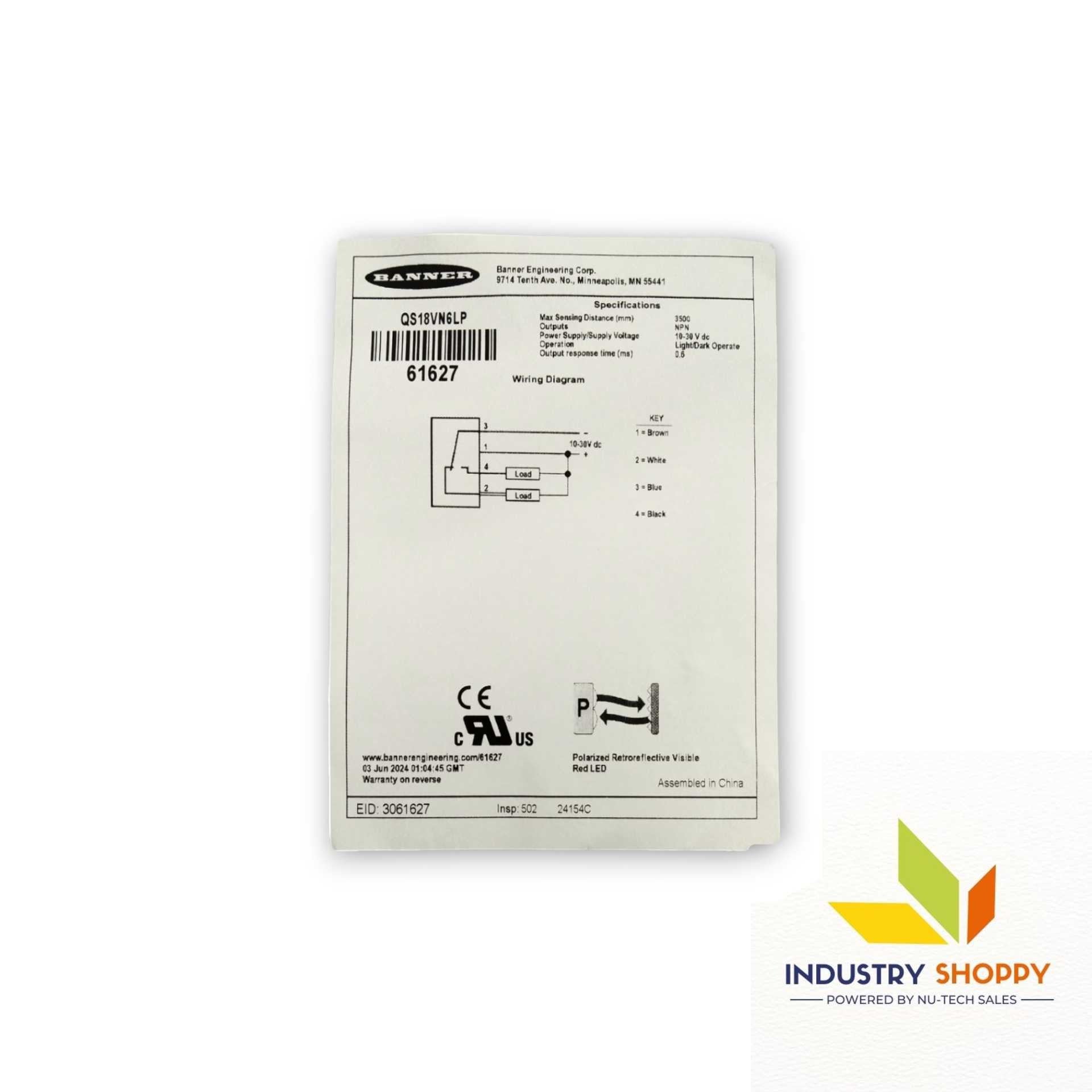 Banner QS18VN6LP Photoelectric Sensor