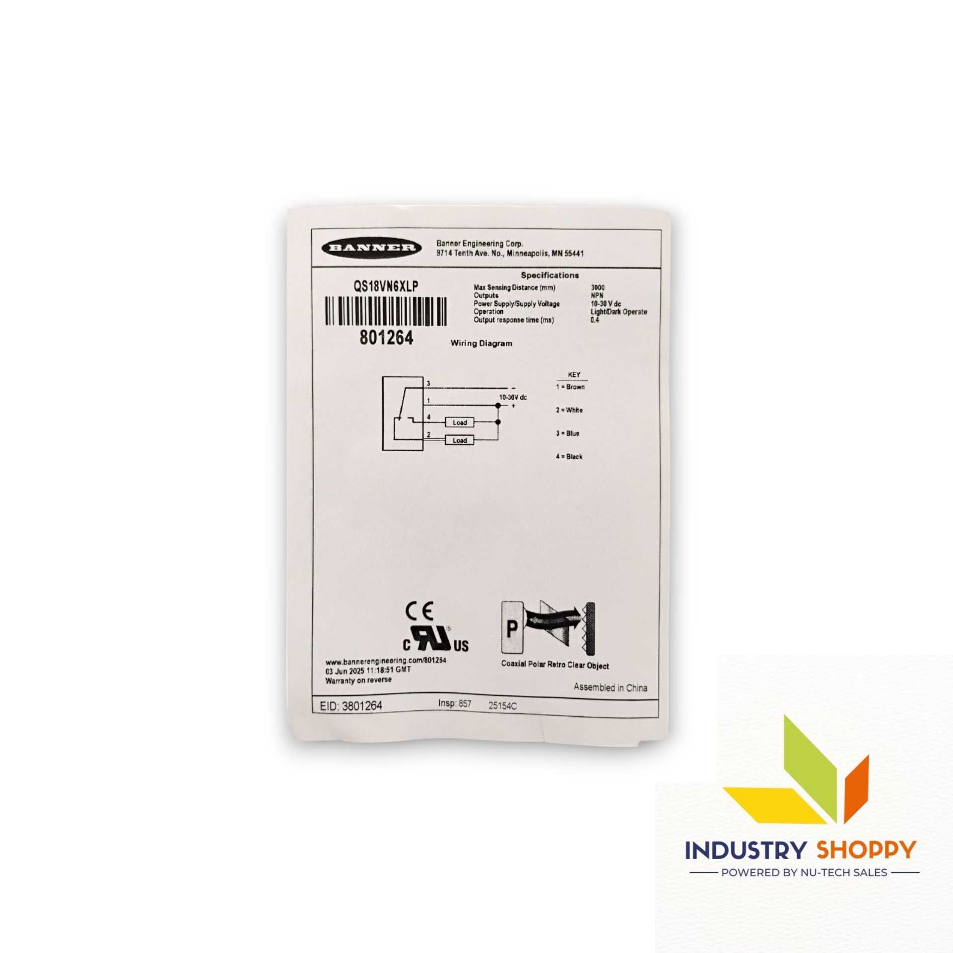 Banner QS18VN6XLP Photoelectric Sensor