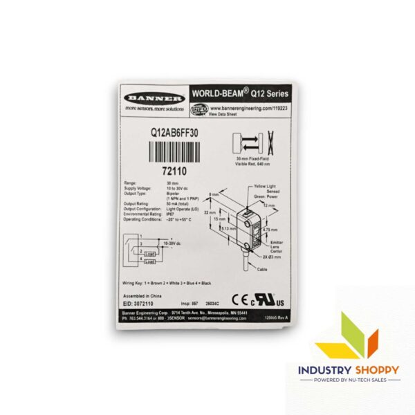 Banner Q12AB6FF30 Photoelectric Sensor